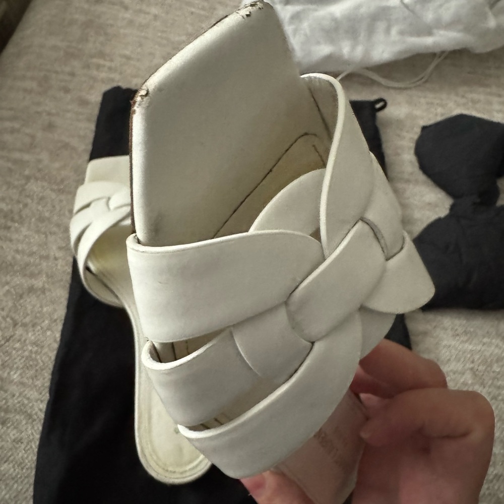 COPY - Saint Laurent White Sandals with Woven Design - Picture 5 of 7